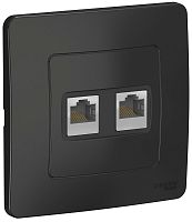 Розетка компьютерная с рамкой Systeme Electric Blanca 2-м. RJ45+RJ45 5e антрацит картинка